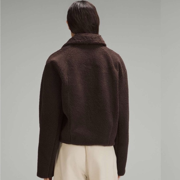 Lululemon Textured Fleece Collared Jacket Winter Teddy Coat Espresso Brown NWT - Picture 2 of 12